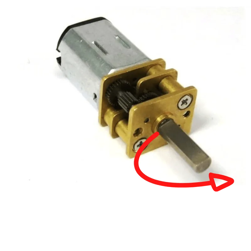 Motor N20 con una flecha que marca el sentido de giro del eje