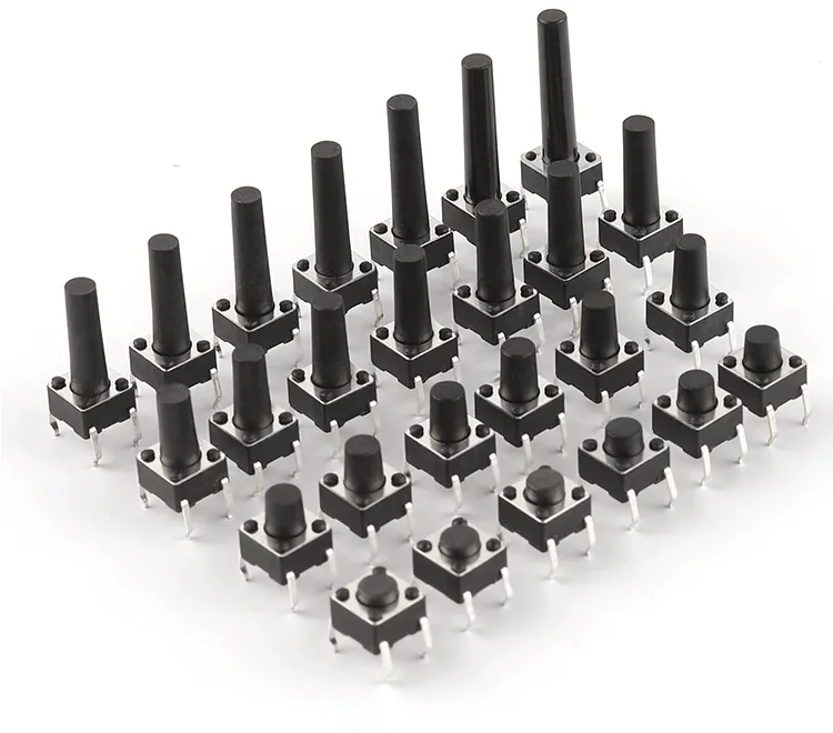 Pulsadores de 6 × 6 mm de distintas alturas